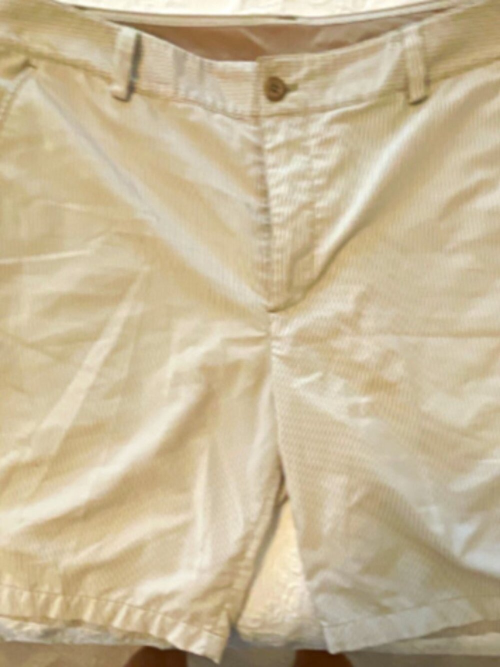 Men's Under Armour Beige Striped Chino Golf Shorts Flat Front 10" Inseam Pockets